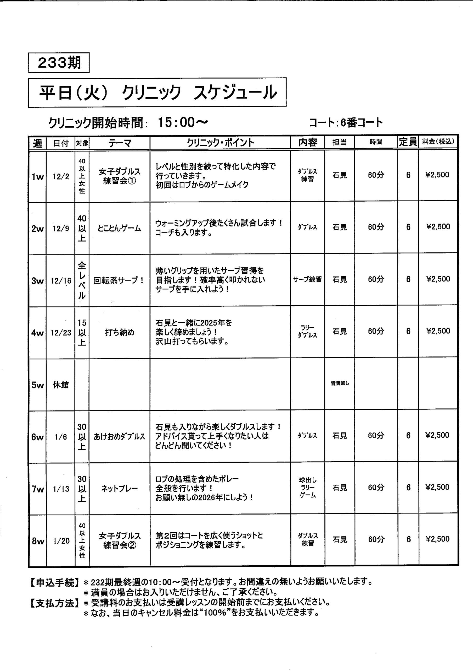 233期　火曜クリニック